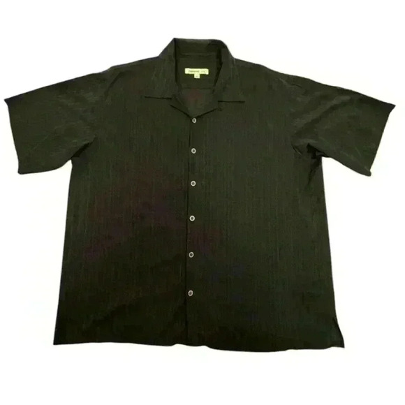 Joseph & Feiss Other - Joseph & Feiss Men's Black 100% Silk Button-Up Cuban Camp Shirt SIZE-XXL